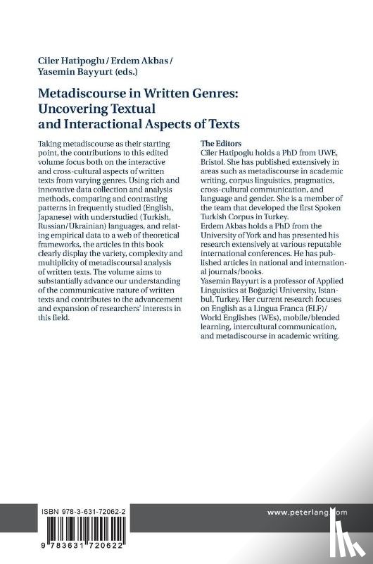 - Metadiscourse in Written Genres: Uncovering Textual and Interactional Aspects of Texts