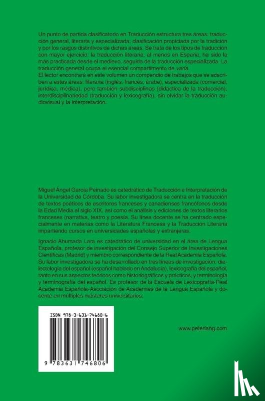  - Traducci?n literaria y discursos traductol?gicos especializados