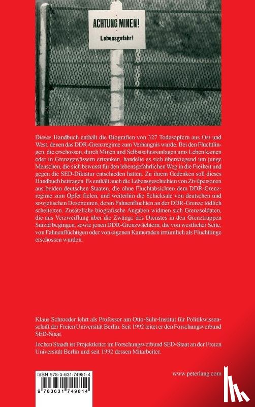  - Die Todesopfer des DDR-Grenzregimes an der innerdeutschen Grenze 1949-1989