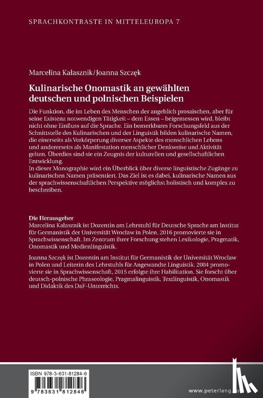 Kalasznik, Marcelina, Szczęk, Joanna - Kulinarische Onomastik an gewaehlten deutschen und polnischen Beispielen