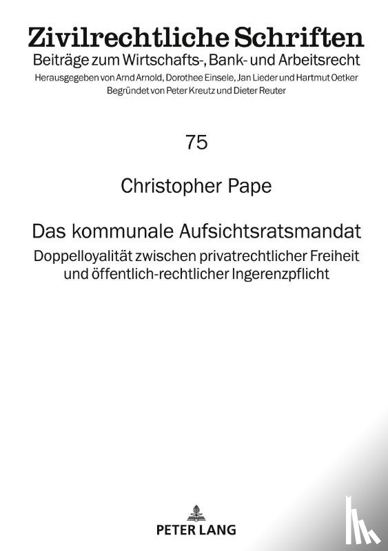Pape, Christopher - Das kommunale Aufsichtsratsmandat