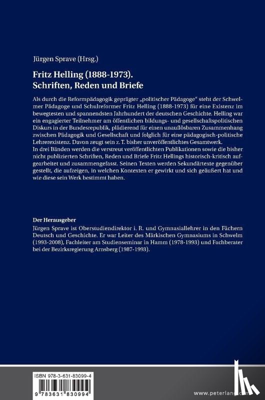  - Fritz Helling (1888-1973). Schriften, Reden und Briefe