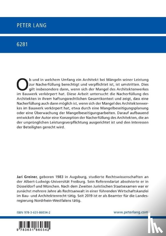 Greiner, Jari - Die Nacherfuellung des Architekten