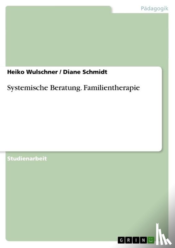 Schmidt, Diane, Wulschner, Heiko - Systemische Beratung. Familientherapie
