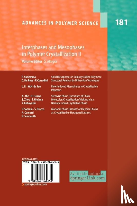  - Interphases and Mesophases in Polymer Crystallization II