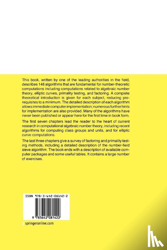 Cohen, Henri - A Course in Computational Algebraic Number Theory