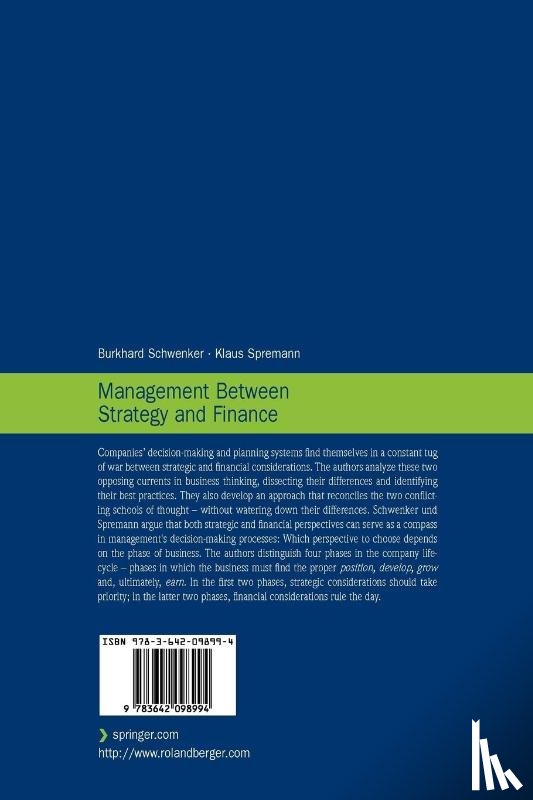Schwenker, Burkhard, Spremann, Klaus - Management Between Strategy and Finance
