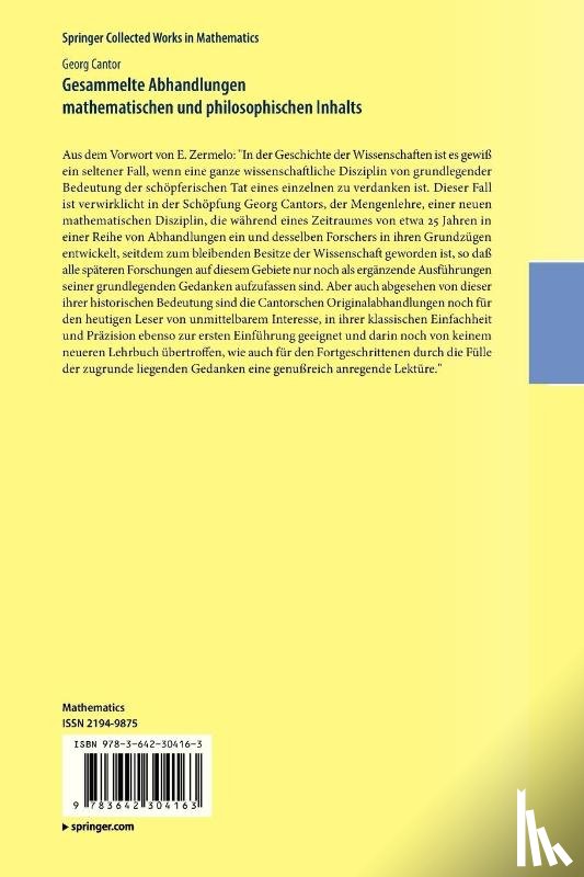 Cantor, Georg - Gesammelte Abhandlungen mathematischen und philosophischen Inhalts