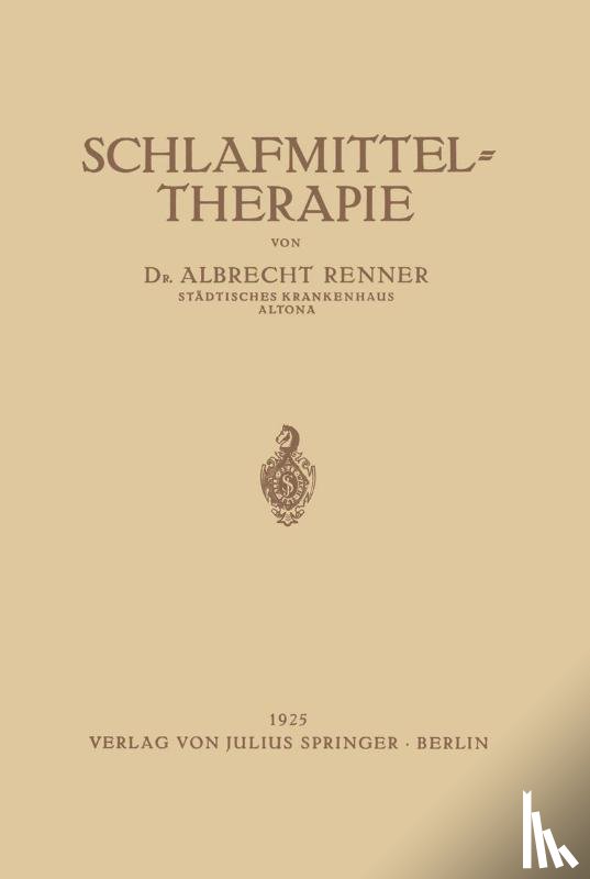 Albrecht Renner - Schlafmittel-Therapie