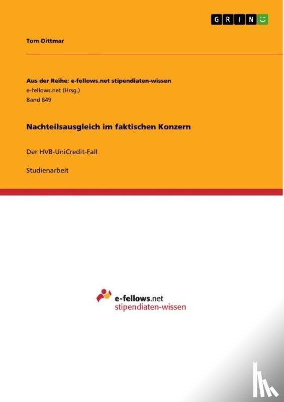 Dittmar, Tom - Nachteilsausgleich im faktischen Konzern