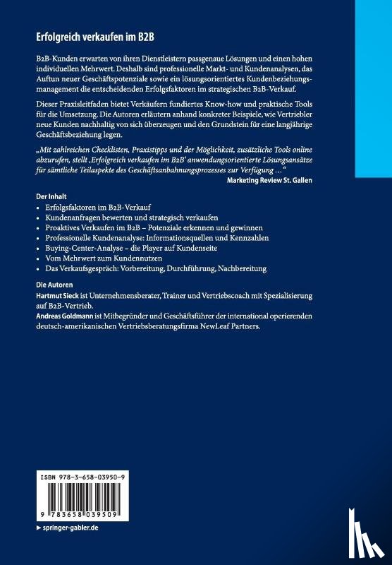 Sieck, Hartmut, Goldmann, Andreas - Erfolgreich verkaufen im B2B
