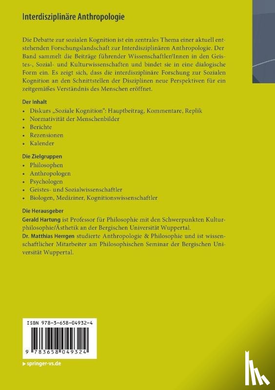 Gerald Hartung, Matthias Herrgen - Interdisziplinare Anthropologie