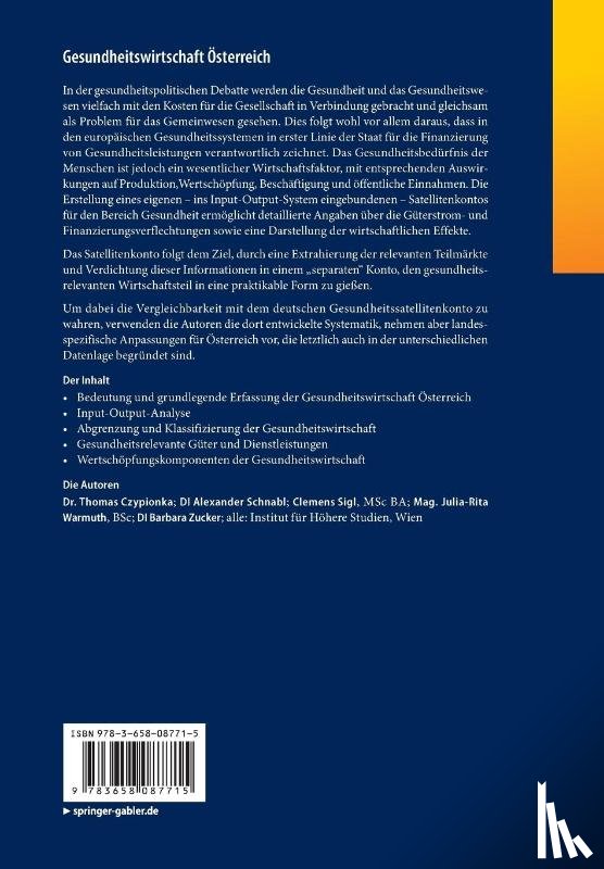 Czypionka, Thomas, Schnabl, Alexander, Sigl, Clemens, Warmuth, Julia-Rita - Gesundheitswirtschaft Osterreich