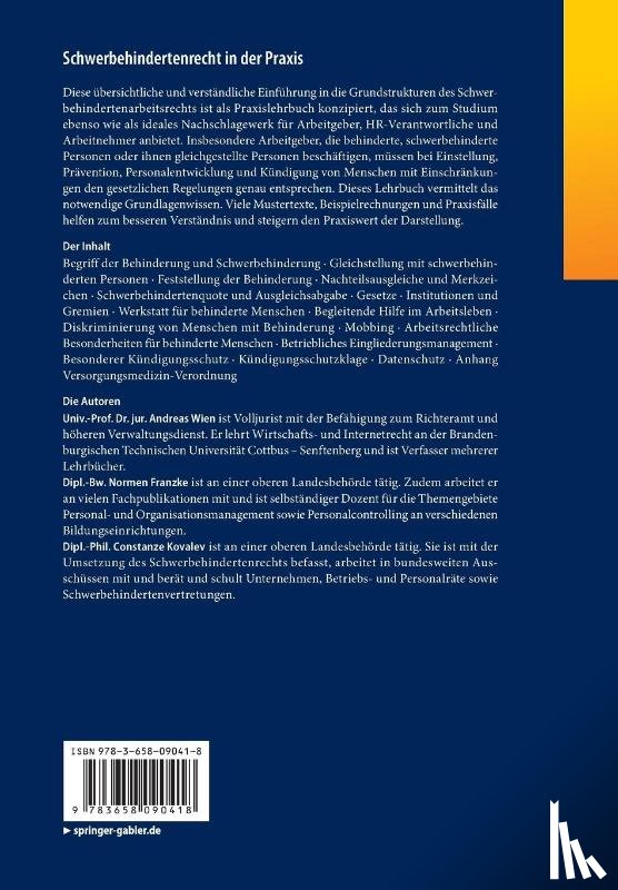 Wien, Andreas, Franzke, Normen, Kovalev, Constanze - Schwerbehindertenrecht in der Praxis