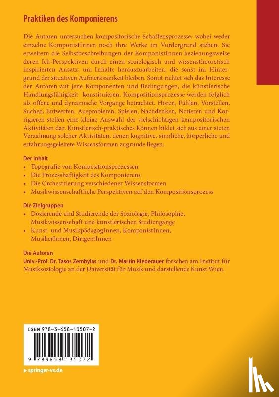 Zembylas, Tasos, Niederauer, Martin - Praktiken des Komponierens