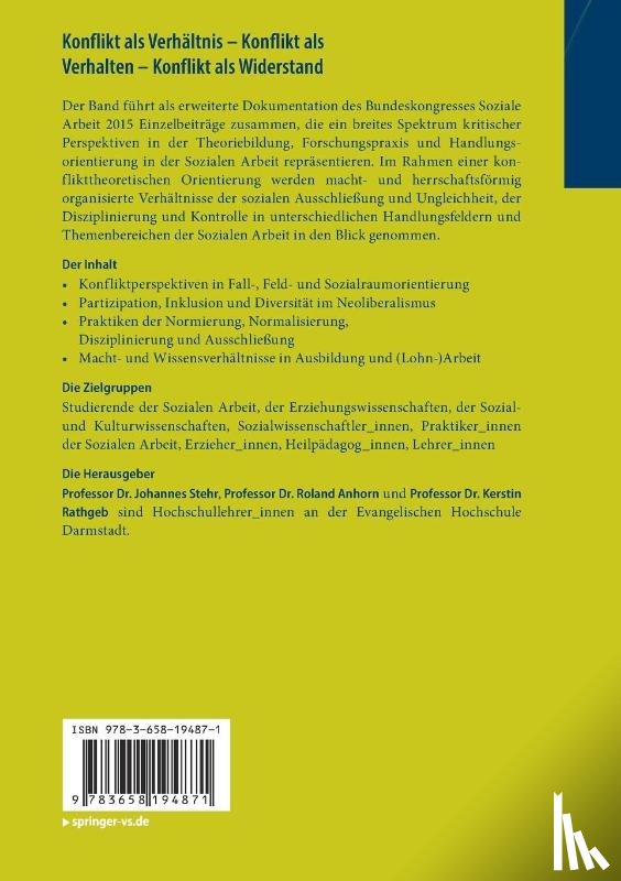 Johannes Stehr, Roland Anhorn, Kerstin Rathgeb - Konflikt ALS Verhaltnis - Konflikt ALS Verhalten - Konflikt ALS Widerstand