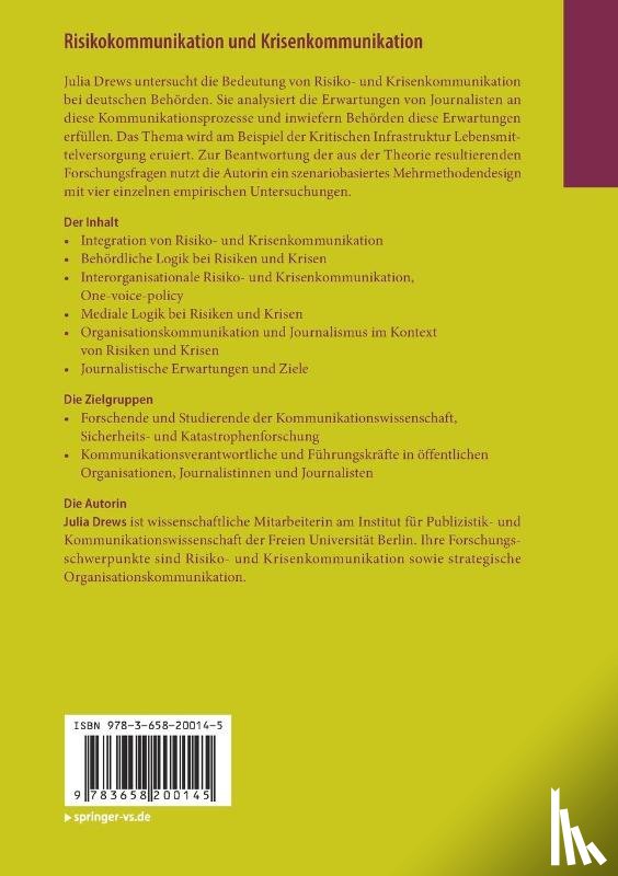 Drews, Julia - Risikokommunikation und Krisenkommunikation