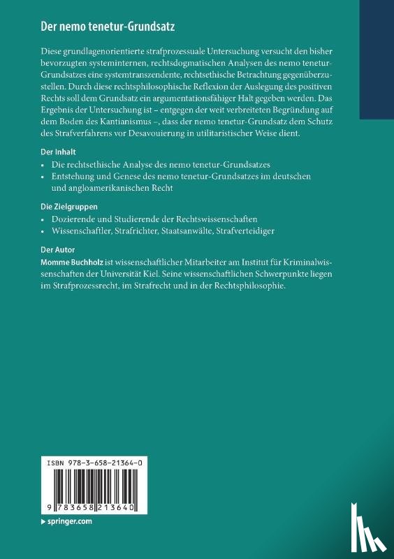Buchholz, Momme - Der nemo tenetur-Grundsatz