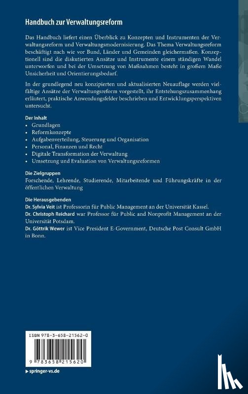 Sylvia Veit, Christoph Reichard, Goettrik Wewer - Handbuch Zur Verwaltungsreform
