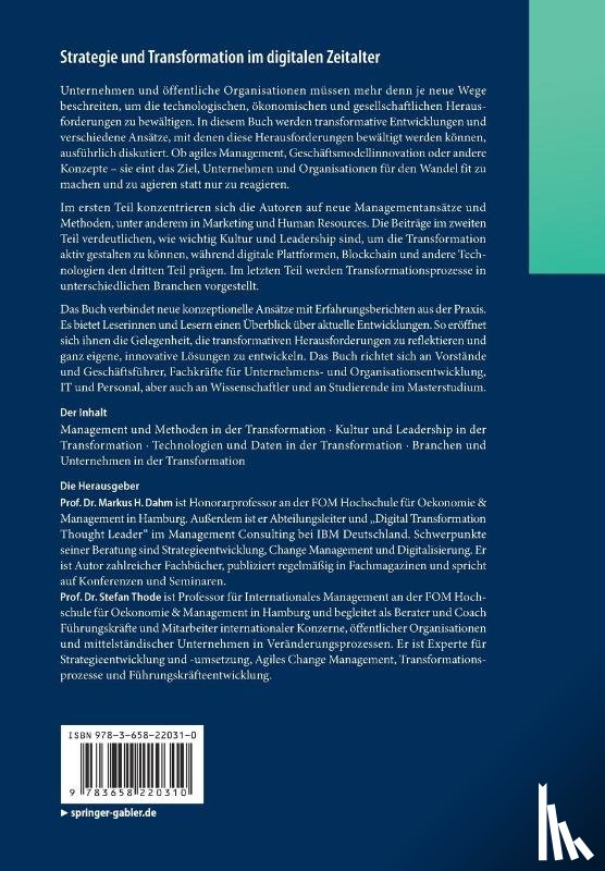 Markus H Dahm, Stefan Thode - Strategie Und Transformation Im Digitalen Zeitalter