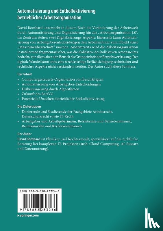 Bomhard, David - Automatisierung und Entkollektivierung betrieblicher Arbeitsorganisation