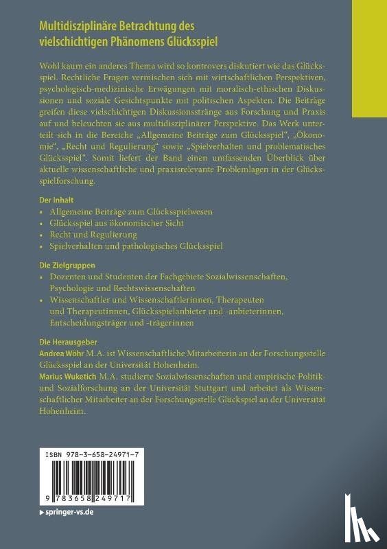  - Multidisziplinare Betrachtung des vielschichtigen Phanomens Glucksspiel