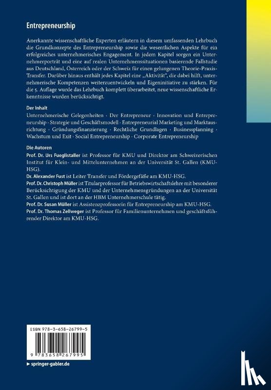 Fueglistaller, Urs, Fust, Alexander, Muller, Christoph, Muller, Susan - Entrepreneurship