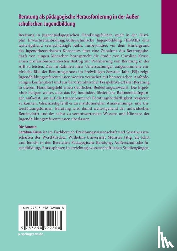 Kruse, Caroline - Beratung ALS Padagogische Herausforderung in Der Ausserschulischen Jugendbildung