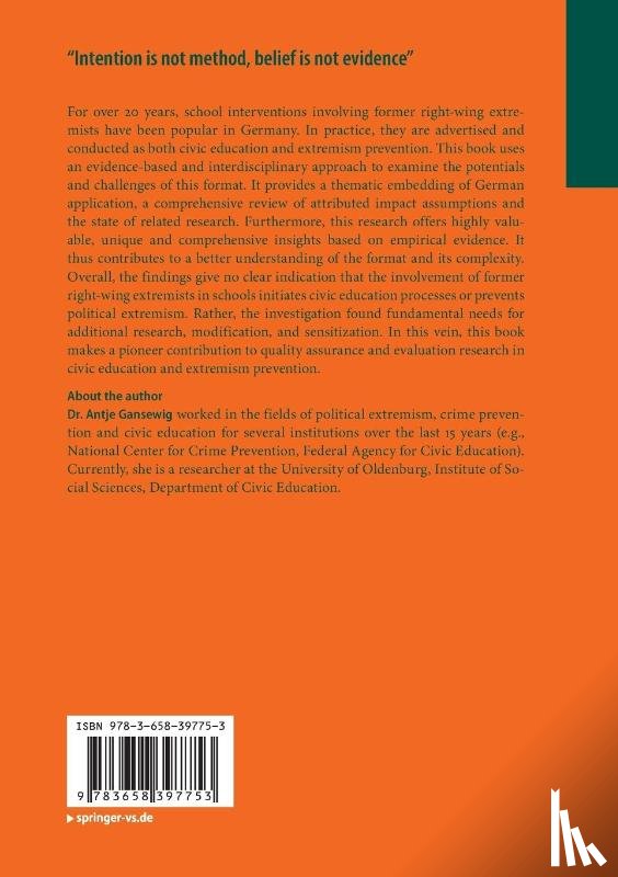 Gansewig, Dr. Antje - “Intention is not method, belief is not evidence”