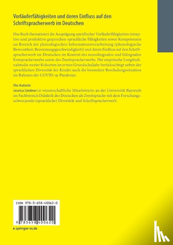 Lindner, Jessica - Vorläuferfähigkeiten und deren Einfluss auf den Schriftspracherwerb im Deutschen