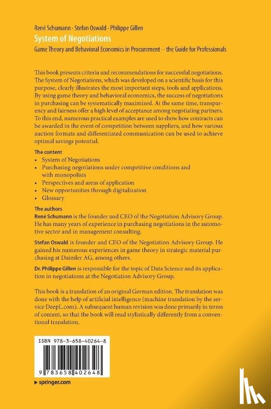 Schumann, Rene, Oswald, Stefan, Gillen, Philippe - System of Negotiations