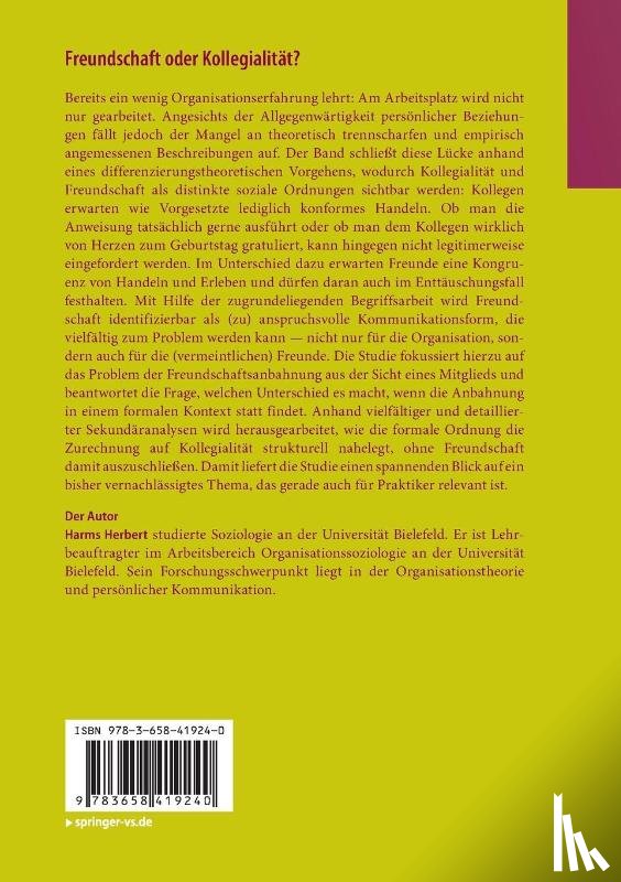 Herbert, Harms - Freundschaft oder Kollegialität?