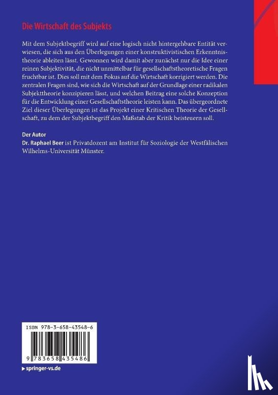 Beer, Raphael - Die Wirtschaft des Subjekts