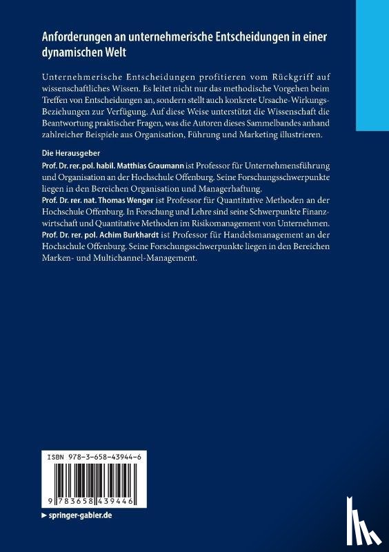  - Anforderungen an unternehmerische Entscheidungen in einer dynamischen Welt