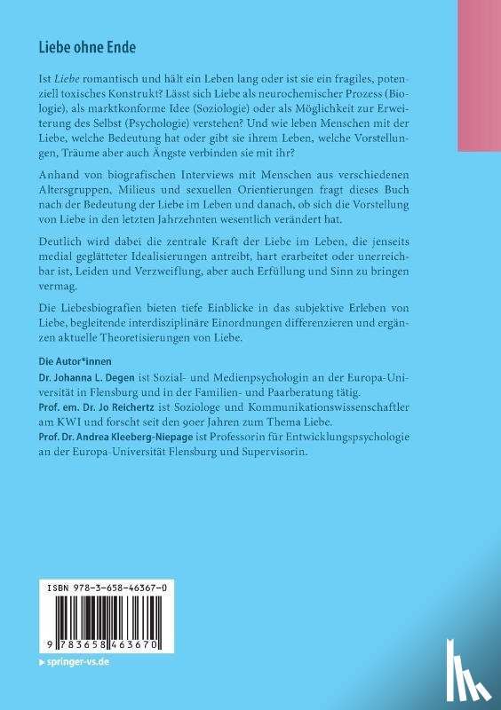 Degen, Johanna L., Kleeberg-Niepage, Andrea, Reichertz, Jo - Liebe ohne Ende