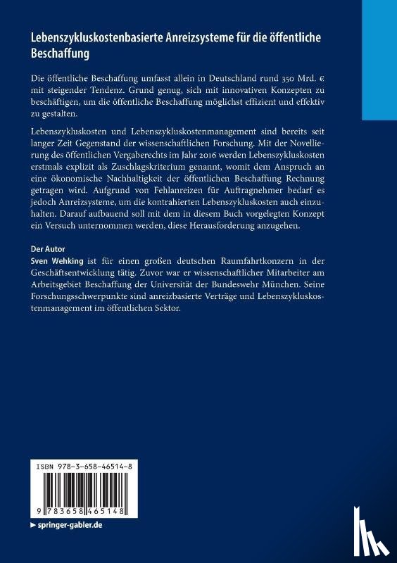 Wehking, Sven - Lebenszykluskostenbasierte Anreizsysteme für die öffentliche Beschaffung