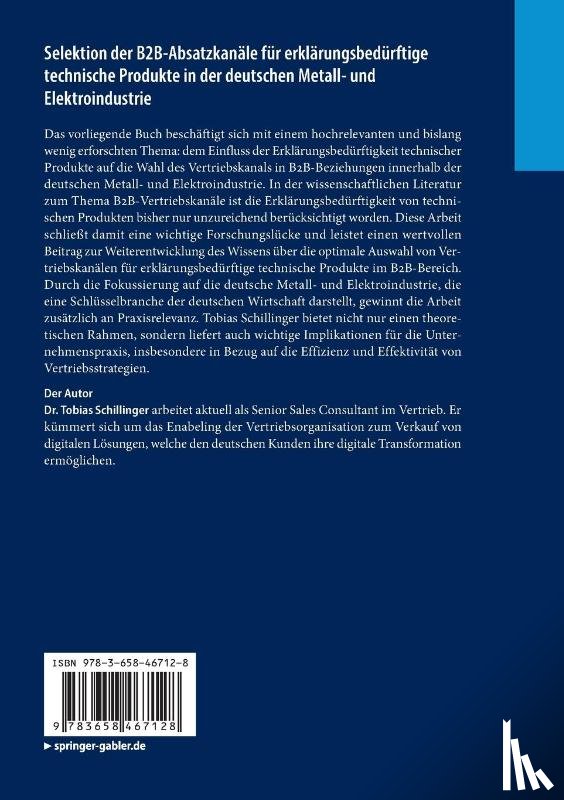 Schillinger, Tobias - Selektion der B2B-Absatzkanale fur erklarungsbedurftige technische Produkte in der deutschen Metall- und Elektroindustrie