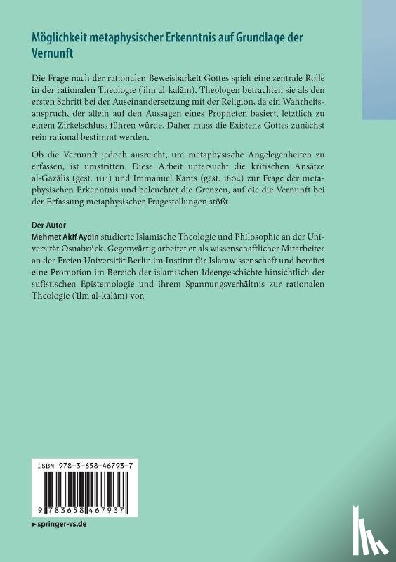 Aydin, Mehmet Akif - Möglichkeit metaphysischer Erkenntnis auf Grundlage der Vernunft