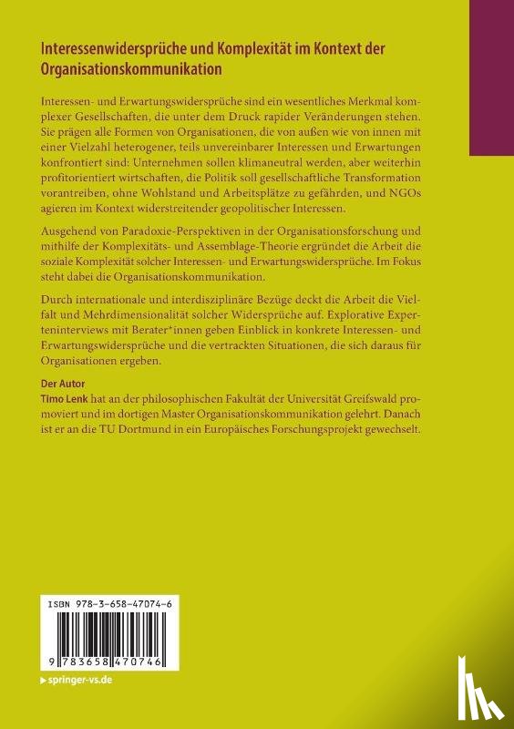 Lenk, Timo - Interessenwidersprüche und Komplexität im Kontext der Organisationskommunikation