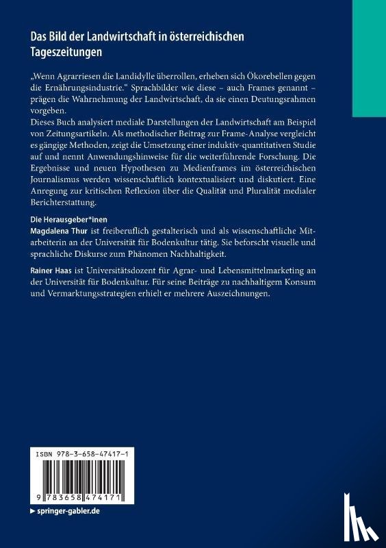Haas, Rainer, Thur, Magdalena - Das Bild der Landwirtschaft in österreichischen Tageszeitungen
