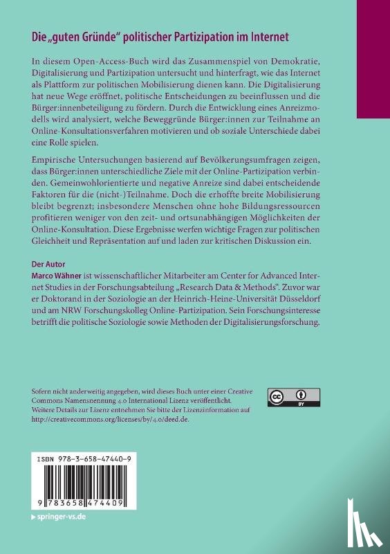 Wähner, Marco - Die "guten Gründe" politischer Partizipation im Internet
