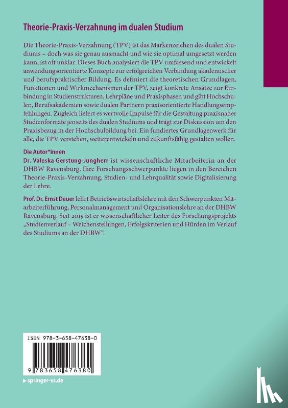 Gerstung-Jungherr, Valeska, Deuer, Ernst - Theorie-Praxis-Verzahnung im dualen Studium