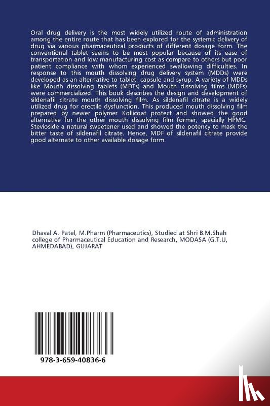 Patel, Dhaval, Patel, Mukesh, Patel, Kanu - Design and Development of Sildenafil citrate Mouth dissolving film