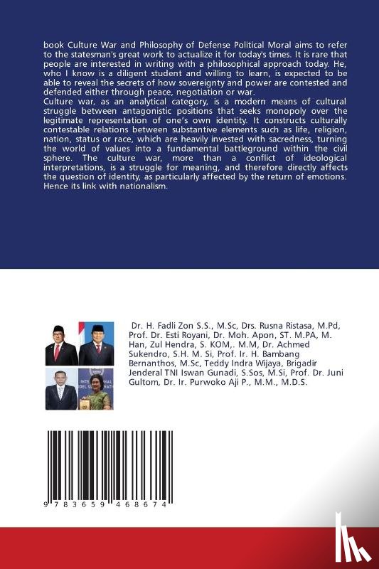Subianto, Prabowo, Damayanti, Dian, Siringoringo, Kardi Mikael Hasimi - Culture War And Philosophy Of Defense Political Moral