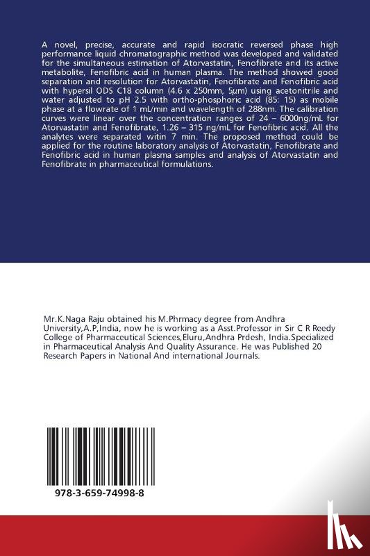 Naga Raju Kavuri, Sunitha T - Estimation Of Atorvastatin, Fenofibrate And Fenofibric Acid In H.Plasma