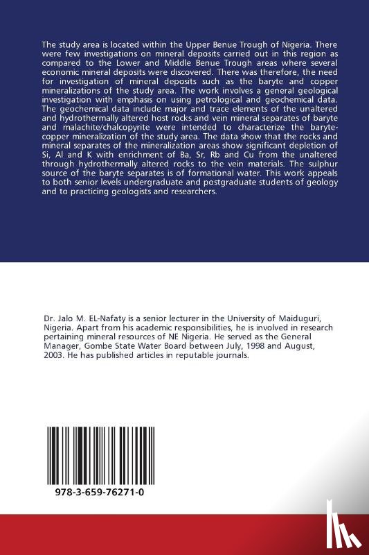 El-Nafaty Jalo Muhammad - Geochemical characterization of Baryte-Cu veins, Gulani, NE Nigeria