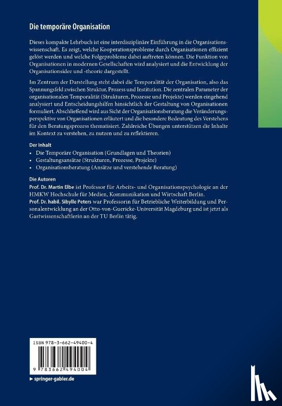 Elbe, Martin, Peters, Sibylle - Die temporare Organisation