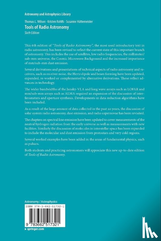 Wilson, Thomas L., Rohlfs, Kristen, Huttemeister, Susanne - Tools of Radio Astronomy