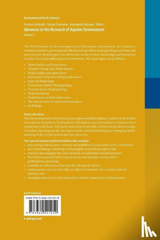  - Advances in the Research of Aquatic Environment
