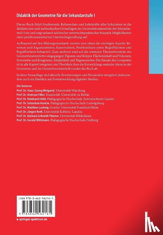 Weigand, Hans-Georg, Filler, Andreas, Hoelzl, Reinhard, Kuntze, Sebastian - Didaktik Der Geometrie Fur Die Sekundarstufe I
